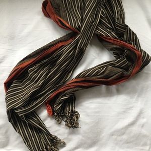 Black tan and orange scarf
